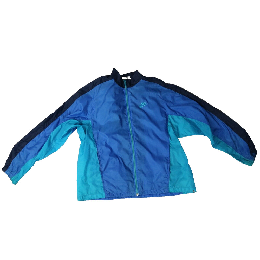 Nike Mens Windbreaker Sz XL Jacket Blue Vintage Zip Up 1980's 1990's Gray Label